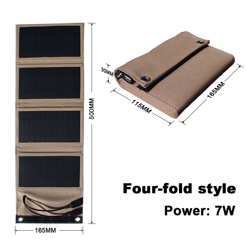 Flexible Solar panel 5V 2USB Portable Foldable Waterproof Power Bank